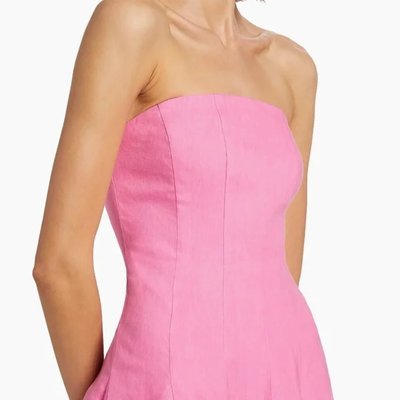 Milly Cameron Solid Linen Strapless Dress size 2 Pink Party Legally Blonde - Picture 3 of 15